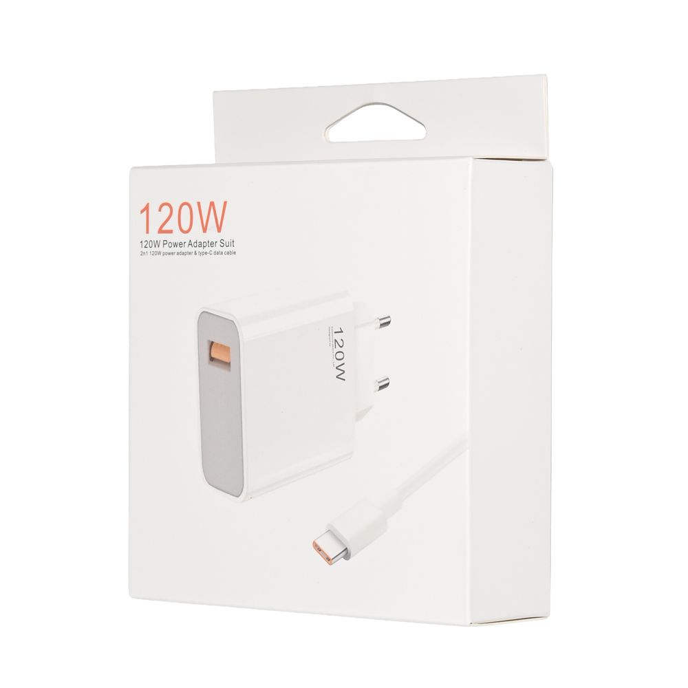 Kucni punjac Fast charger 120W za Xiaomi sa USB na Type c kablom beli