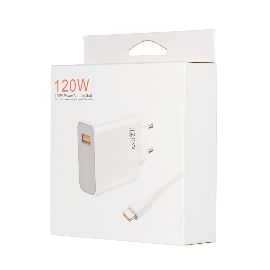 Slika Kucni punjac Fast charger 120W za Xiaomi sa USB na Type c kablom beli