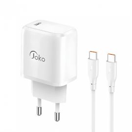 Slika Kucni punjac KONFULON JK91+DC67 PD20W sa PD kablom Type C na Type C beli