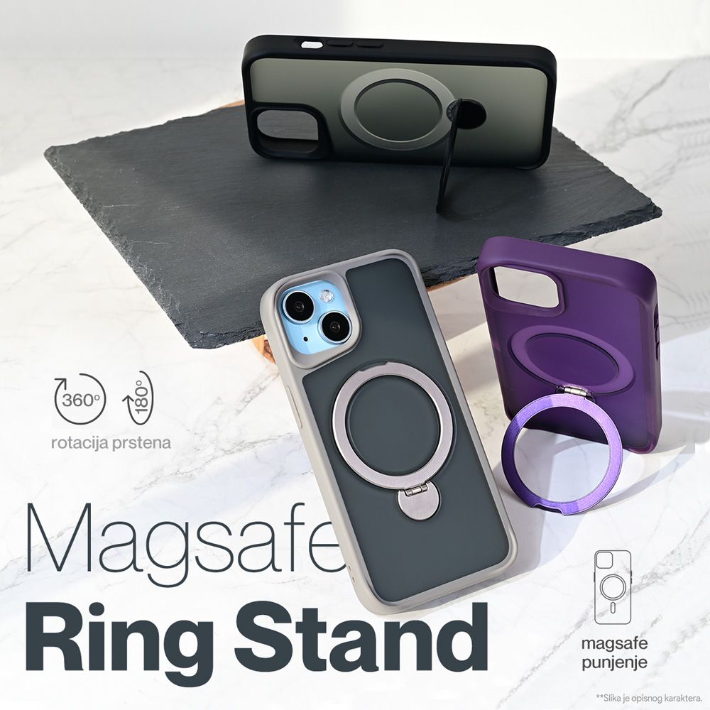 Torbica Magsafe Ring Stand za iPhone 16 Pro 6.3 ljubicasta