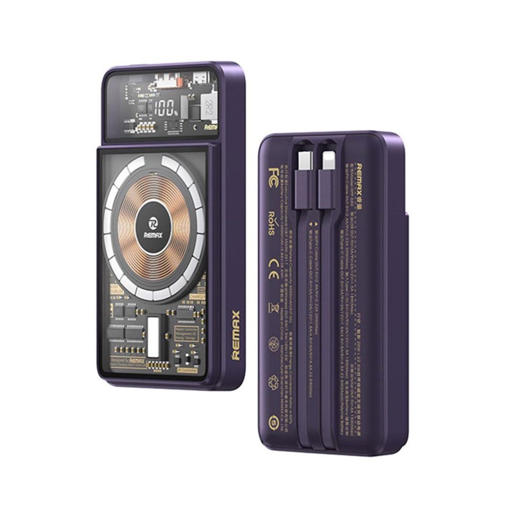 Power bank prenosiva baterija REMAX Phantom Series RPP-580 PD 20W+QC 22.5W 10000mAh ljubicasti