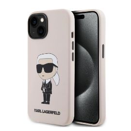 Slika Torbica Karl Lagerfeld Hc Silicone NFT Ikonik za iPhone 15 6.1 roze (KLHCP15SSNIKBCP)