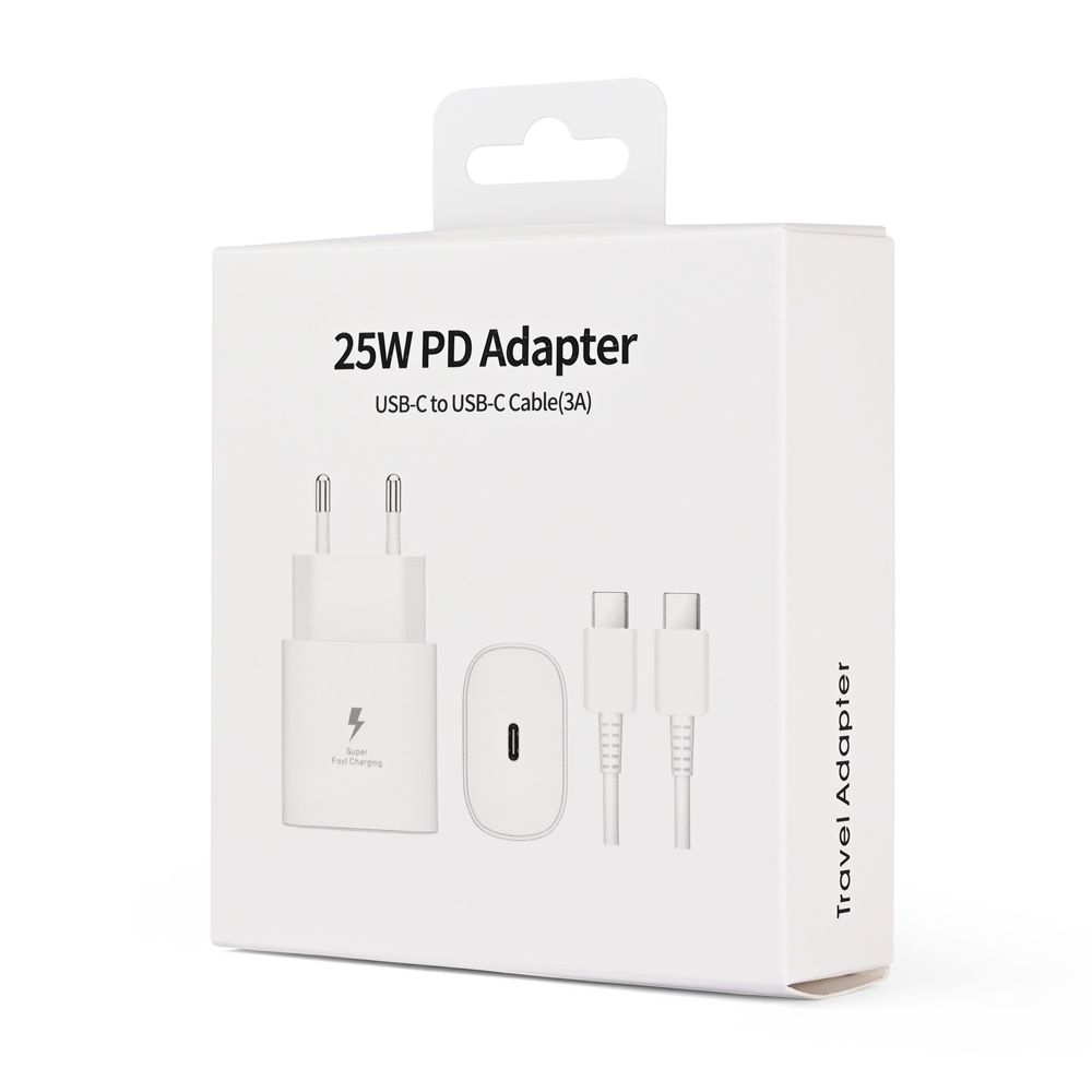 Kucni punjac PD Fast charger 25W za Samsung sa PD Type C kablom CE beli