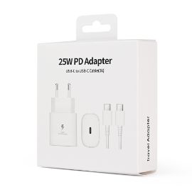 Kucni punjac PD Fast charger 25W za Samsung sa PD Type C kablom CE beli