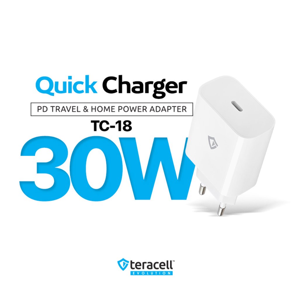 Kucni punjac Teracell Evolution TC-18 PD Fast charging 30W beli CE