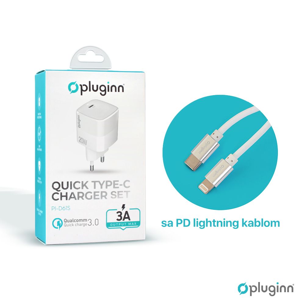 Kucni Punjac Pluginn Pi-d61s Pd3.0 20w Pd Iphone Lightning - slika 3
