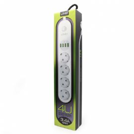 Slika Produzni kabl LDNIO SE4432 4 uticnice 4xUSB 2m