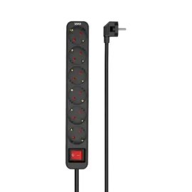 Slika Produzni kabl sa prenaponskom zastitom/prekidac/indikator 6 uticnice 3m Max MPS-306SOPB-3M Crni