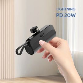 Slika Power bank prenosiva baterija privezak 5000mAh lightning crna