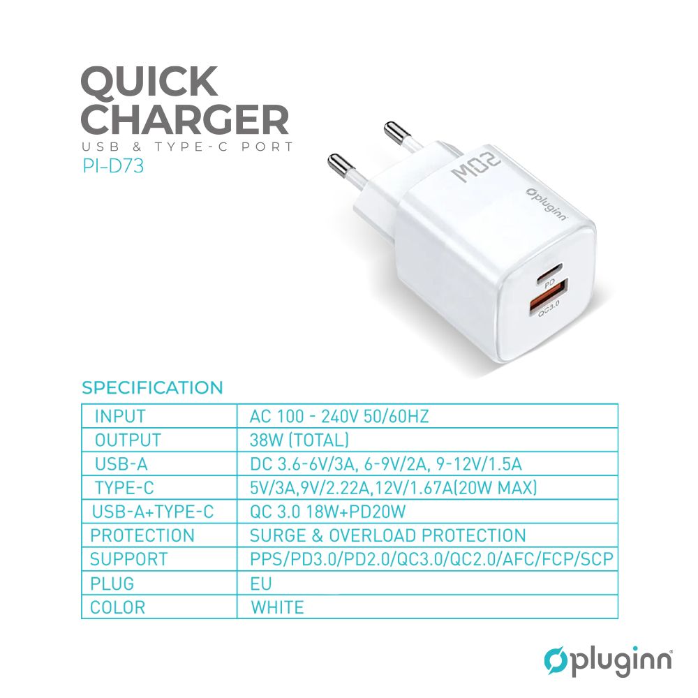 Kuc.punj.pluginn Pi-d73 Type C Pd 18w+20w 38w Total 206609 - slika 3