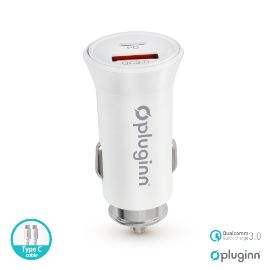 Slika Auto punjac Pluginn PI-21S, PD 20W, QC 3.0 18W, sa PD Type C kablom beli
