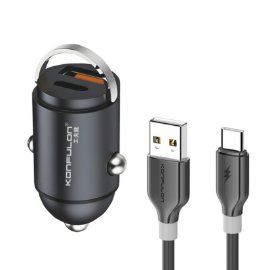 Slika Auto punjac KONFULON C95Q + DC85 QC3.0 20W, PD 20W sa Type C kablom crni 1m