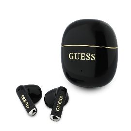 Slika Bluetooth slusalice Guess TWS Glossy Gold Line Classic crne (GUTWSG3HGECK)