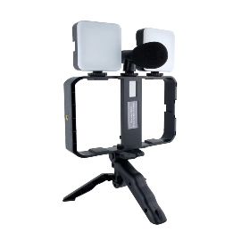 Slika Mini tripod AY-49X-2 sa LED svetlima i mikrofonom crni