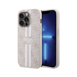 Slika Torbica Guess Magsafe 4G Pu Printed Stripes za iPhone 15 Pro 6.1 roze (GUHMP15LP4RPSP)