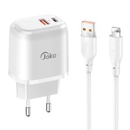 Kucni punjac KONFULON JK82 + DC64 PD 20W, QC 18W, sa kablom USB na Lightning beli