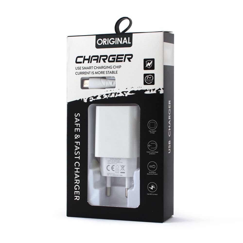 Kucni Punjac 2.1a Micro Usb Sa Kablom Ce Beli - slika 3