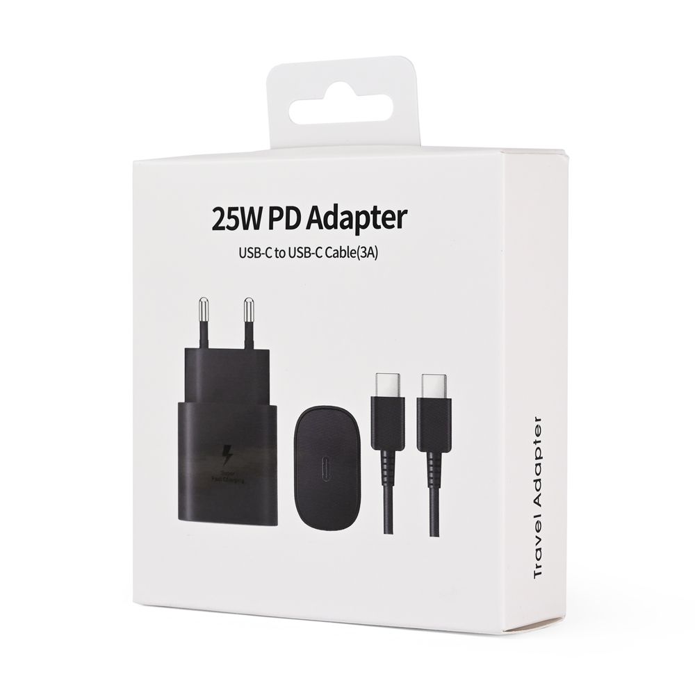 Kucni punjac PD Fast charger 25W za Samsung sa PD Type C kablom CE crni