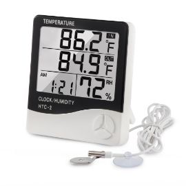 Termometar HTC-2 JWD temperetura, sat, vlaznost vazduha, sonda beli