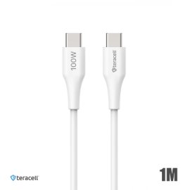 Data kabl Teracell Plus 100W PD Type C na Type C beli 1m