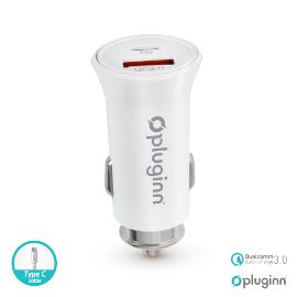 Slika Auto punjac Pluginn PI-21S, PD 20W, QC 3.0 18W, sa Type C kablom beli