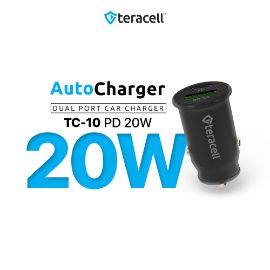 Slika Auto punjac Teracell Evolution TC-10 PD 20W, USB QC3.0 15W sa lightning kablom crni