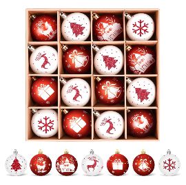 Novogodisnji ukras za jelku set kugli (6cm) EL crveno beli