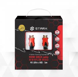 Kabl STARK HDMI M-M pozlacen 4K pleteni 5m