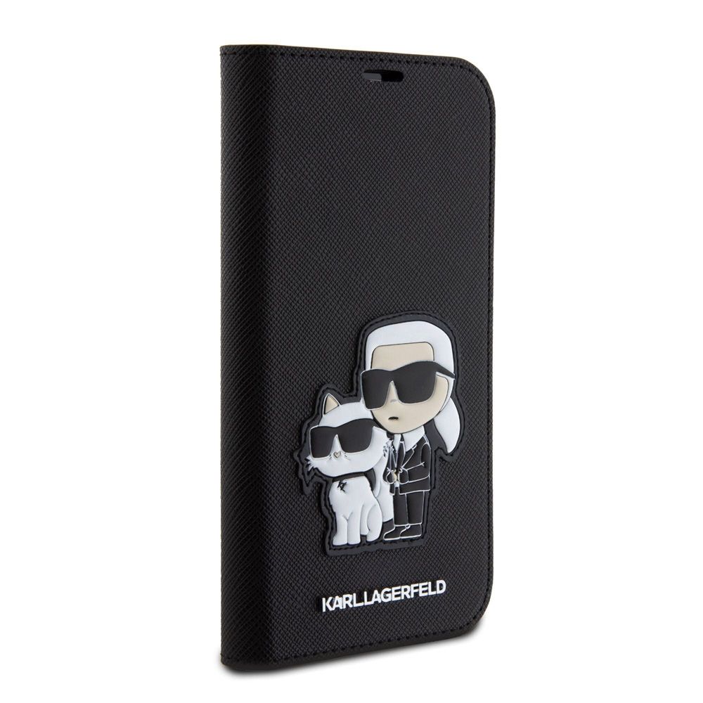 Torbica Karl Lagerfeld Saffiano BP Nft Karl&Choupette za iPhone 15 Pro 6.1 crna(KLBKP15LSANKCPK)
