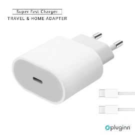 Kucni Punjac Pluginn AJ-20 A2347 EMC3621 PD Fast 20W za iPhone 11-14 sa PD Type C kablom CE beli