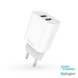 Slika Kucni punjac Pluginn PI-D47, 5V, 2.4A, 12W 2xUSB beli CE