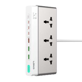 Slika Produzni kabl LDNIO SC3 10-IN-1 3 uticnice 4xPD 3xUSB GaN 65W Total Power 100W 2m