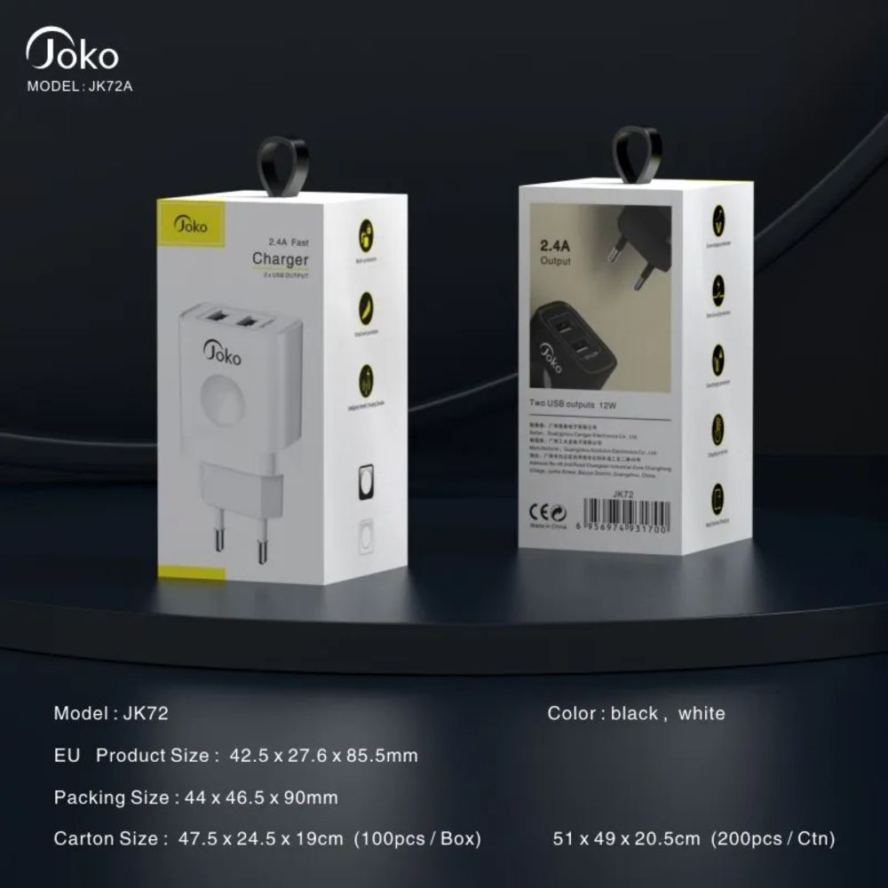 Kucni Punjac Konfulon Jk72, 2xusb, 2.4a,12w, Sa Iphone Light - slika 2