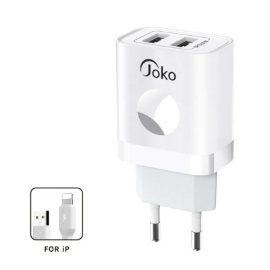 Slika Kucni punjac KONFULON JK72, 2xUSB, 2.4A,12W, sa iPhone lightning kablom beli