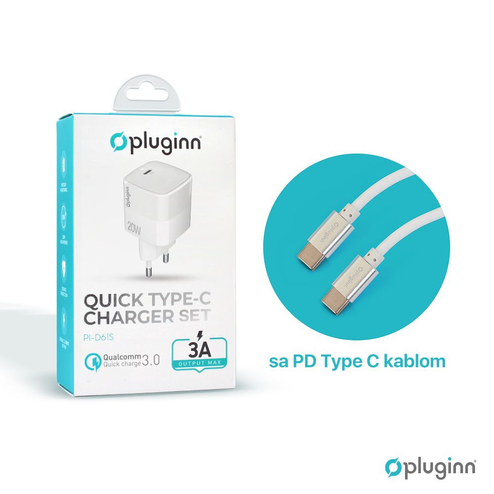 Kuc.punj.pluginn Pi-d61s Pd 20w Type C Kablom Beli Ce 206 - slika 3