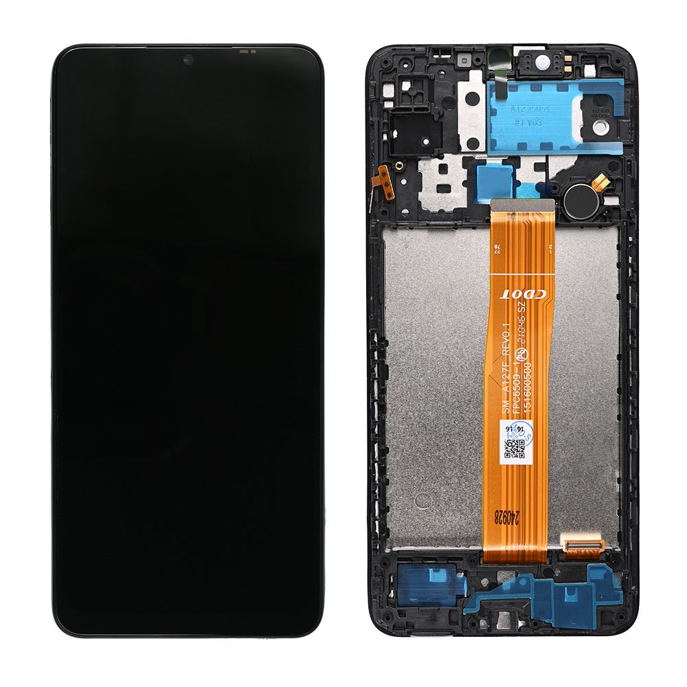 LCD za Samsung A127/Galaxy A12 Nacho (GH82-26486A) + touch screen + frame Black FULL ORG-SP