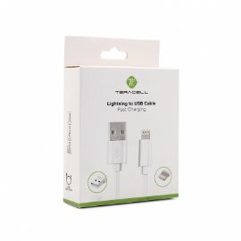 Data kabl Teracell Plus 2.4A za iPhone lightning beli 2m