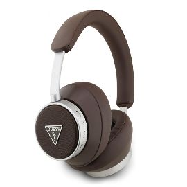 Slika Bluetooth slusalice Guess ENC Saffiano Triangle Logo braon (GUBHC15PGMRTRW)