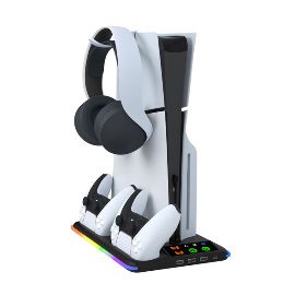 Slika HA8008  EL RGB multifunkcionalni punjac i cooler za PS5 konzolu crni