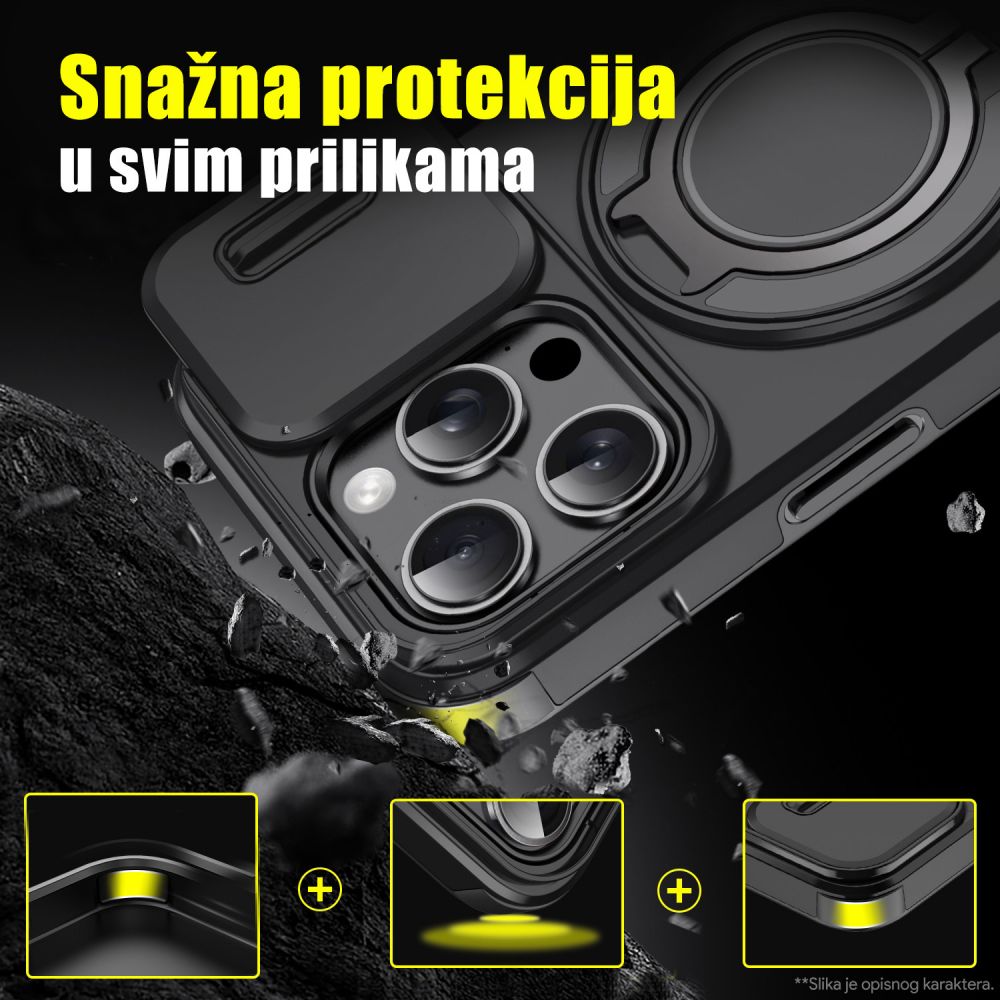 Torbica CamShield Ring stand za Samsung S918B Galaxy S23 Ultra crna