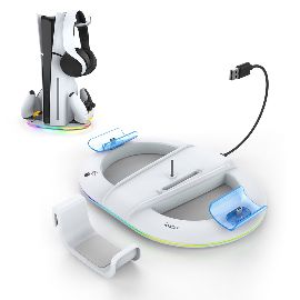 iPega PG-P5S045H vertikalni multifunkcionalni stalak za PS5 slim/PRO RGB beli
