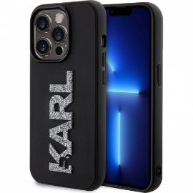 Slika Torbica Karl Lagerfeld Hc 3D Logo Glitter za iPhone 15 Pro 6.1 crna (KLHCP15L3DMBKCK)
