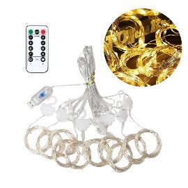 Novogodisnji ukras LED lampice zavesa 3m*3m toplo zuta USB napajanje JWD