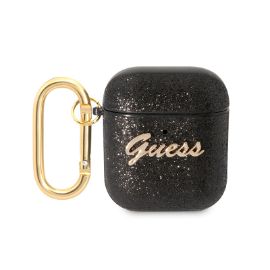 Torbica Guess za Airpods 1/2 PU Glitter Flake crna (GUA2HGGSHK)