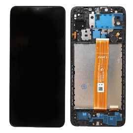 LCD za Samsung A125F/Galaxy A12 (GH82-24490A) + touch screen + frame Black FULL ORG-SP