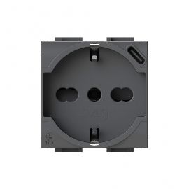 Slika Uticnica USB P40 (1 suko+1 USB C) Vimar Arke crna 4B.V19.P40.USB