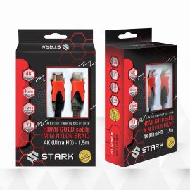 Kabl STARK HDMI M-M pozlacen 4K pleteni 1.5m