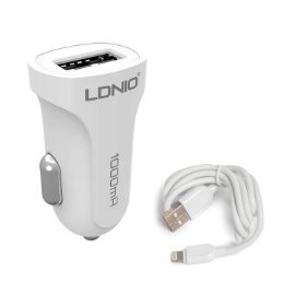 Slika Auto punjac LDNIO DL-C17 2.4A sa iPhone Lightning kablom beli