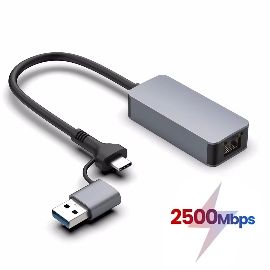 Slika Adapter Type C - USB 3.0 JWD na 2.5Gbps Gigabitni LAN sivi