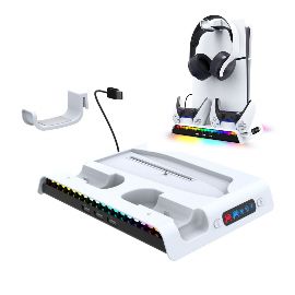 iPega PG-P5S006 vertikalni multifunkcionalni stalak za PS5 slim/PRO RGB beli